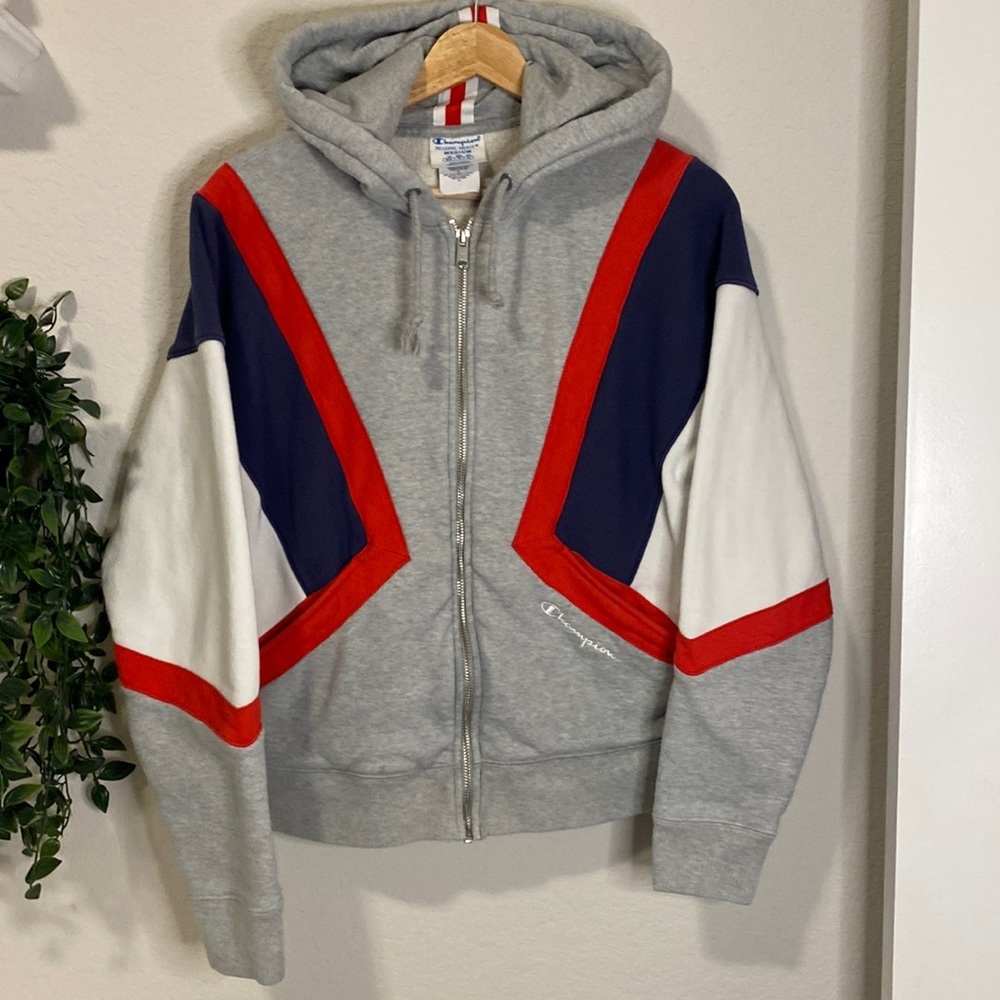 Champion Reverse Weave Colorblock Zip Up Hoodie -… - image 1